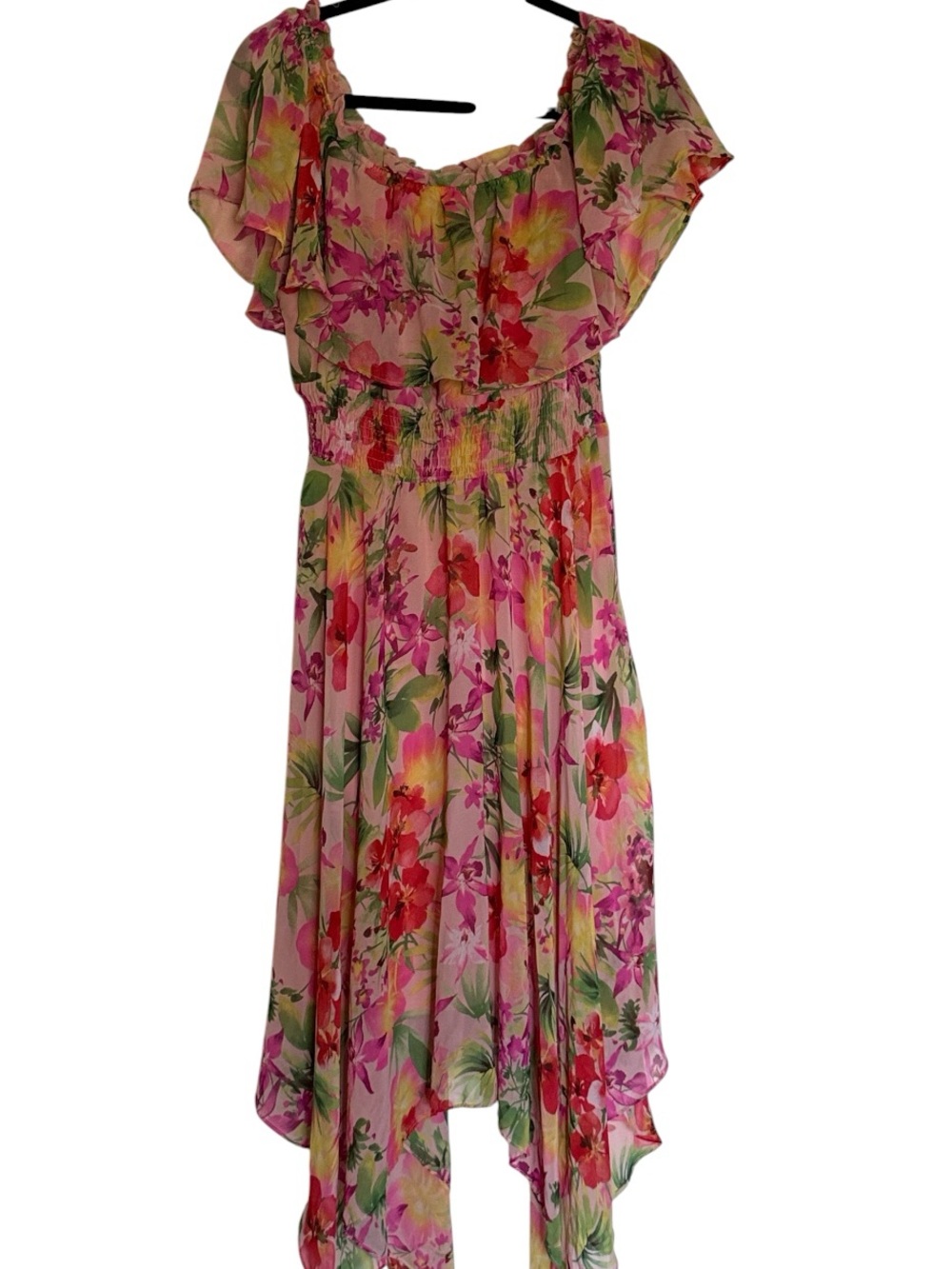Rabbit Rabbit Rabbit Ruffle Dress On or Off Shoulder Asymmetric Floral Fairy, 14